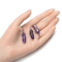 4pcs Natural Purple Amethyst Gemstone Pendants, 38mm Loose Bullet Point Stone Drops, G2P-E4