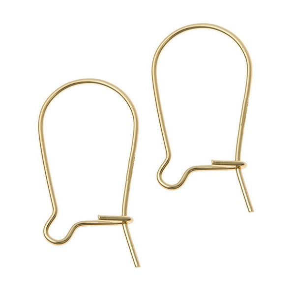 100pcs Earring Hooks Kidney Ear Wire, 18K Yellow Gold Plated Brass, Size Selections: 18mm/25mm/30mm/36mm/43mm/47mm