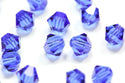 50pcs Preciosa Faceted Bicone Crystal Beads, Sapphire Blue, 6mm, Hole ID 1mm, Pre-B613