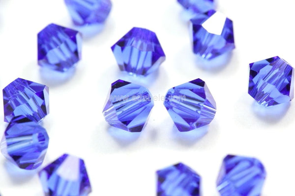 50pcs Preciosa Faceted Bicone Crystal Beads, Sapphire Blue, 6mm, Hole ID 1mm, Pre-B613