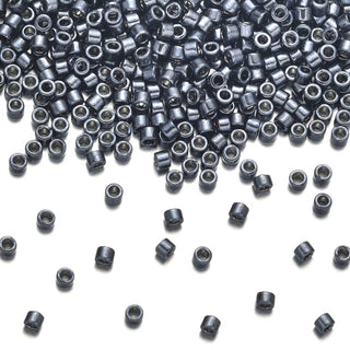 30g Miyuki Delica 11/0 Seed Beads, Opaque Nickel-Plated Dyed Gunmetal DB453