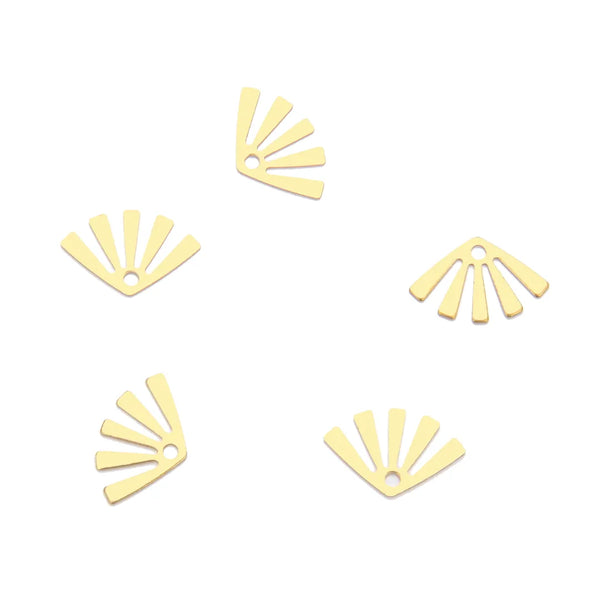 20pcs Raw Brass Circular Sector Fan Shape Pendant Drop, Unplated/Uncoated, Size Selections: 14.6mm/19.5mm