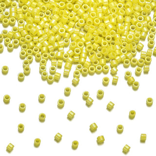 7.5g Miyuki Delica 10/0 Tube Seed Beads, Opaque Rainbow Yellow DBM160