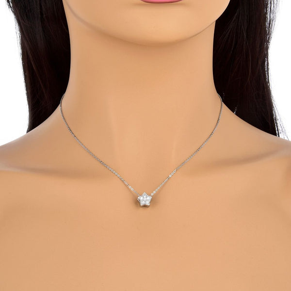 1pc 925 Sterling Silver Star Charm April Birthstone Bead Charm, Diamond Clear Cubic Zirconia CZ, 10x9.5mm, Hole ID 4.5mm, EC1-K4