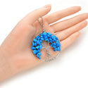 1pc Tree of Life Prosperity Necklace, Natural Blue Howlite Imitation Turquoise Gemstone Pendant, 26 inch Surgical Stainless Steel Chain, GGP9-6