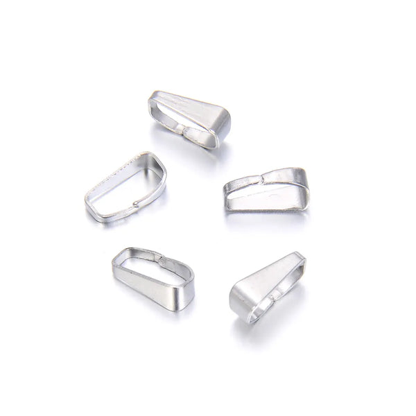 300pcs 304 Stainless Steel 7mm Snap-On Pendant Clasp Bails