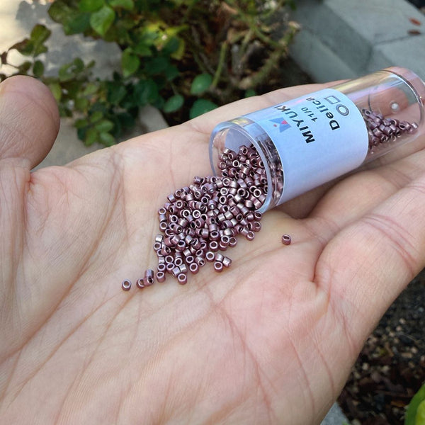 7.5g Miyuki Delica 11/0 Seed Beads, Nickel-Plated Dyed Dark Mauve DB462