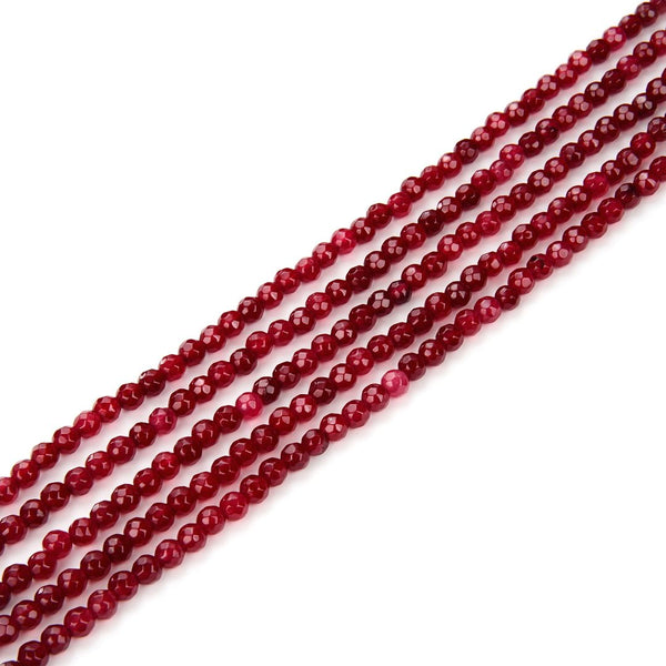 Natural Garnet Red Jade Gemstone Faceted Round Beads, 8mm, Hole ID 1mm, 14 Inch/1 Strand, GH-F3