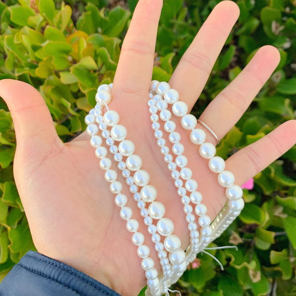 AAA Grade Natural Shell Pearl Round Beads, Freshwater Mother Of Pearl Nacre, Pearl White, 1 Strand/15 Inch, Size Selections: 4mm/6mm/8mm/10mm