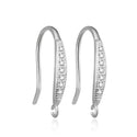 4pcs 925 Sterling Silver Fancy Earring Hooks, 7 Cubic Zirconia CZ, Tarnish Resistant Rhodium Plated, 16mm, SS456