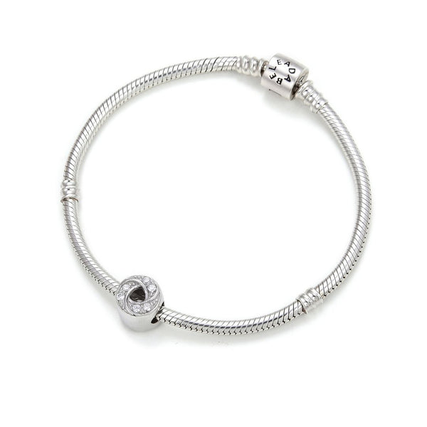 1pc Real 925 Sterling Silver Sparkling Infinity Cubic Zirconia CZ Bead Charm, Compatible with Pandora All Other Charm Bracelet, EC24-B2