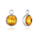 10pcs Grade A November Topaz Yellow Birthstone Charm Drops, Stainless Steel, Tarnish Resistant, 6mm, CCP32-11