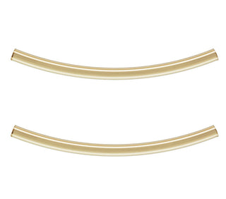 5pcs Real 1/20 14K Gold Filled Curved Noodle Tubes, Hole ID 1.2mm, Length Selections: 20mm/25mm/30mm
