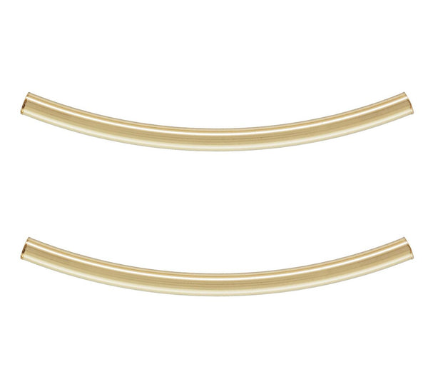 5pcs Real 1/20 14K Gold Filled Curved Noodle Tubes, Hole ID 1.2mm, Length Selections: 20mm/25mm/30mm