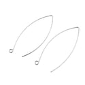 20pcs Tarnish Resistant Marquise V Shape Earring Hooks, Sterling Silver Plated Brass, 45mm, 0.7mm/21 Gauge, BF247-1