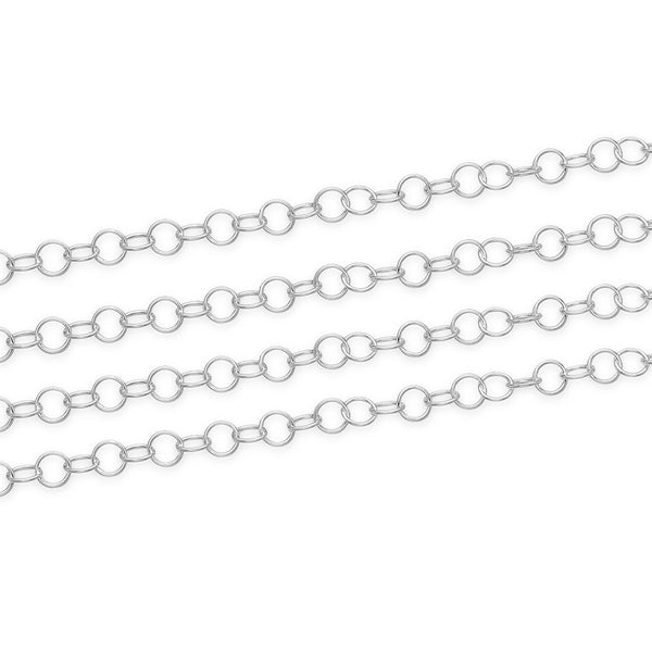 5 Feet 925 Sterling Silver Unfinished Round Cable Chain Links, 3.5mm, SSK-H1