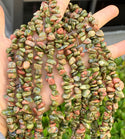 Natural Unakite Jasper Gemstone Chip Beads, Free Form, 5mm-8mm, Hole ID 1mm, 1 Strand/31 Inch, GZ1-27
