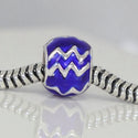 1pc 925 Sterling Silver Aquarius Zodiac Sign Bead Charm Blue Enamel, Compatible with Pandora All Other Charm Bracelets, EC71