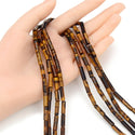 Natural Yellow Tiger Eye Gemstone Cylinder Tube Beads, 13x4mm, Hole ID 1mm, 14.5 Inch/1 Strand, GH-H16