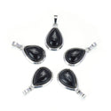 2pcs Natural Black Obsidian Teardrop Gemstone Pendants, 22mm Pear Stone Drops, G2P-J5