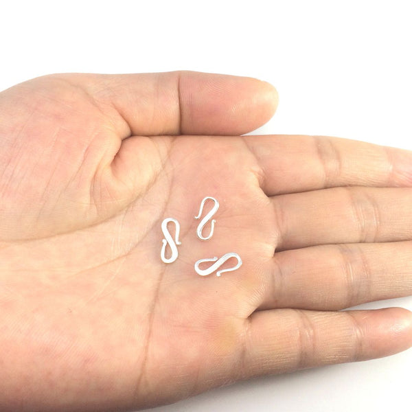 5pcs 925 Sterling Silver S Hooks Clasps, Size Selections: 12mm/15mm