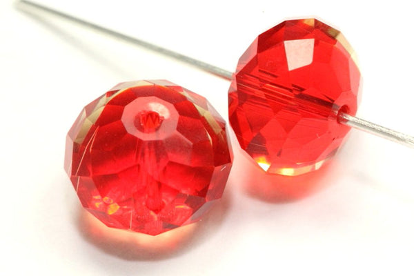 24pcs Adabele Austrian Faceted Rondelle Crystal Beads #5040, Light Siam (Red), Size Selections: 6x4mm, 8x6mm, 10x8mm