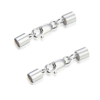 5pcs 925 Sterling Silver Tube Cord End Cap Clasps, Tarnish Resistant Rhodium Plated, Glue In Cord End, 23.5mm, Hole ID 3mm, SS148-3