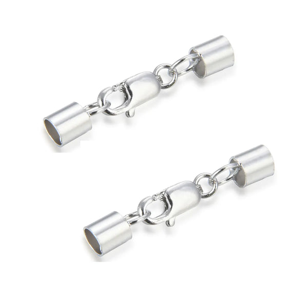 5pcs 925 Sterling Silver Tube Cord End Cap Clasps, Tarnish Resistant Rhodium Plated, Glue In Cord End, 23.5mm, Hole ID 3mm, SS148-3