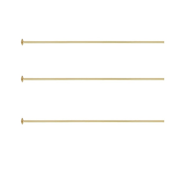 20pcs Real 1/20 14K Gold Filled Flat Head Pins Headpin, 24 Gauge/0.5mm, Length Selections: 1 inch/1.5 inch/2 inch