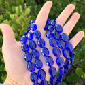 50pcs Creative Club Faceted Flat Oval Crystal Beads, Sapphire Blue, 16x12mm/Large, Hole ID 1.1mm, CCO-13