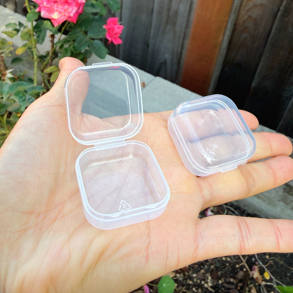 10pcs Tiny Small Clear Plastic Storage Containers Box for Collecting Small Items, Beads, Jewelry, Business Cards, Game Pieces, Crafts (1.38 x 1.38 x 0.7 Inch)