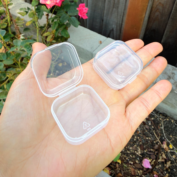 10pcs Tiny Small Clear Plastic Storage Containers Box for Collecting Small Items, Beads, Jewelry, Business Cards, Game Pieces, Crafts (1.38 x 1.38 x 0.7 Inch)
