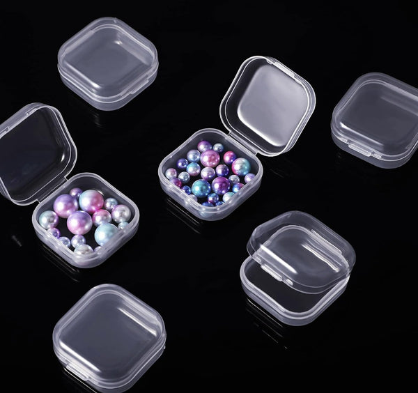 10pcs Tiny Small Clear Plastic Storage Containers Box for Collecting Small Items, Beads, Jewelry, Business Cards, Game Pieces, Crafts (1.38 x 1.38 x 0.7 Inch)