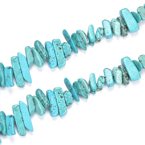 Natural Turquoise Blue Howlite Stick Point Beads, Irregular, 7mm-23mm Long, Hole ID 1mm , GZ5-2