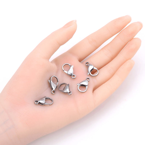 20pcs 304 Grade Surgical Stainless Steel Trigger Lobster Claw Clasps Strong Sturdy (10mm/12mm/15mm/20mm)