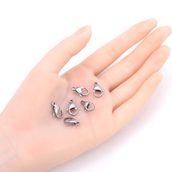 20pcs 304 Grade Surgical Stainless Steel Trigger Lobster Claw Clasps Strong Sturdy (10mm/12mm/15mm/20mm)