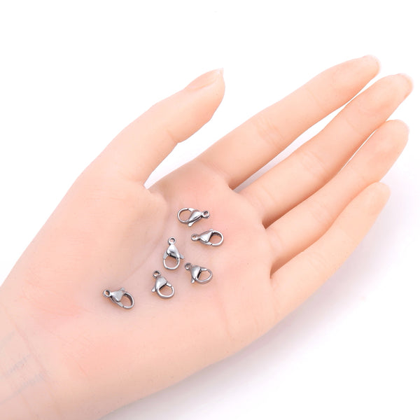 20pcs 304 Grade Surgical Stainless Steel Trigger Lobster Claw Clasps Strong Sturdy (10mm/12mm/15mm/20mm)