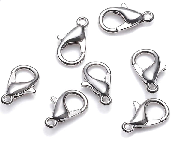 20pcs 304 Grade Surgical Stainless Steel Trigger Lobster Claw Clasps Strong Sturdy (10mm/12mm/15mm/20mm)
