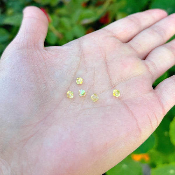 100pcs Adabele Austrian Faceted Bicone Crystal Beads with AB Coating, 4mm Small Tiny, Hole ID 0.9mm, | U Pick Color