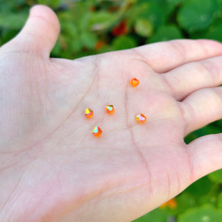 Buy sun-orange-ab 100pcs Adabele Austrian Faceted Bicone Crystal Beads with AB Coating, 4mm Small Tiny, Hole ID 0.9mm, | U Pick Color