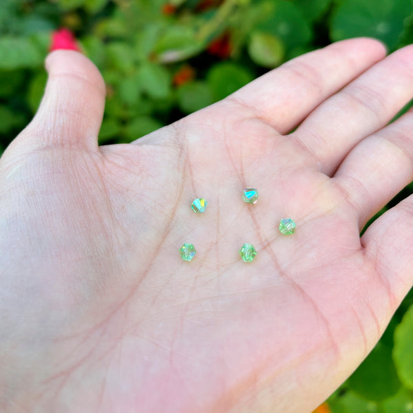 100pcs Adabele Austrian Faceted Bicone Crystal Beads with AB Coating, 4mm Small Tiny, Hole ID 0.9mm, | U Pick Color