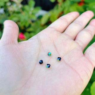 Buy jet-black-ab 100pcs Adabele Austrian Faceted Bicone Crystal Beads with AB Coating, 4mm Small Tiny, Hole ID 0.9mm, | U Pick Color