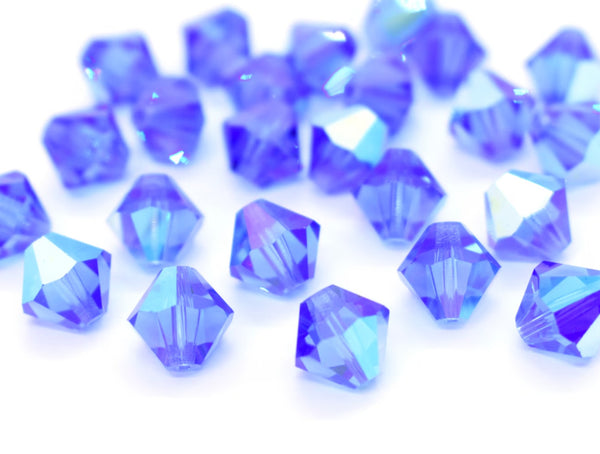 100pcs Adabele Austrian Faceted Bicone Crystal Beads with AB Coating, 4mm Small Tiny, Hole ID 0.9mm, | U Pick Color