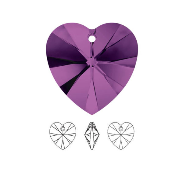 12pcs Swarovski Faceted Heart Drop Crystal Beads #6228, 10mm, Hole ID 1.2mm, | U Pick Color