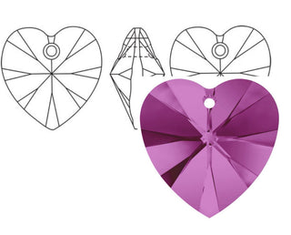 Buy fuchsia 12pcs Swarovski Faceted Heart Drop Crystal Beads #6228, 10mm, Hole ID 1.2mm, | U Pick Color