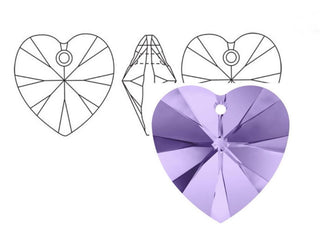 Buy tanzanite-purple 12pcs Swarovski Faceted Heart Drop Crystal Beads #6228, 10mm, Hole ID 1.2mm, | U Pick Color