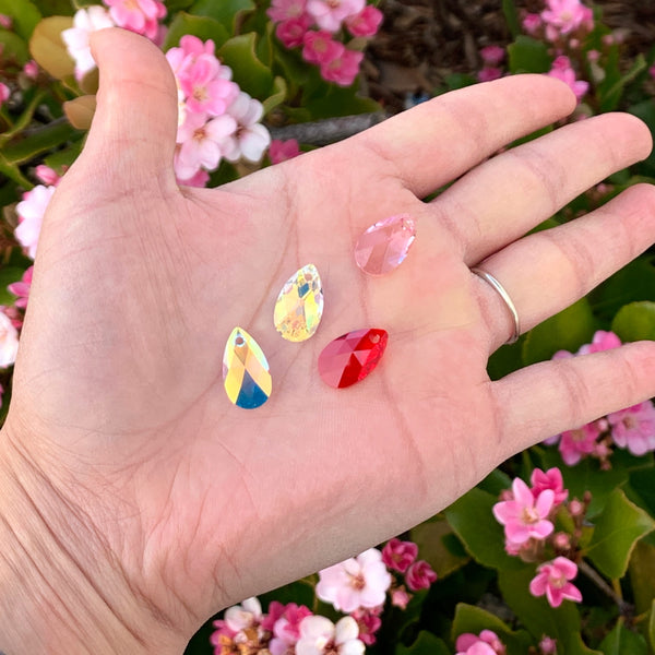 6pcs Swarovski Faceted Pear Shaped Pendant Drops #6106, 16mm, Hole ID 1.2mm, | U Pick Color