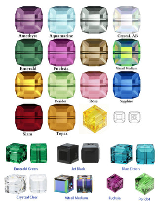 12pcs Swarovski Faceted Cube Crystal Beads #5601, 4mm Small Tiny, Hole ID 0.9mm, | U Pick Color