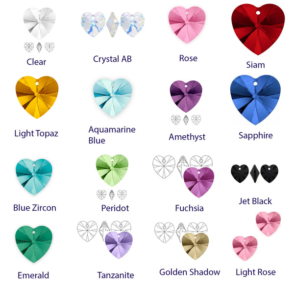 12pcs Swarovski Faceted Heart Drop Crystal Beads #6228, 10mm, Hole ID 1.2mm, | U Pick Color