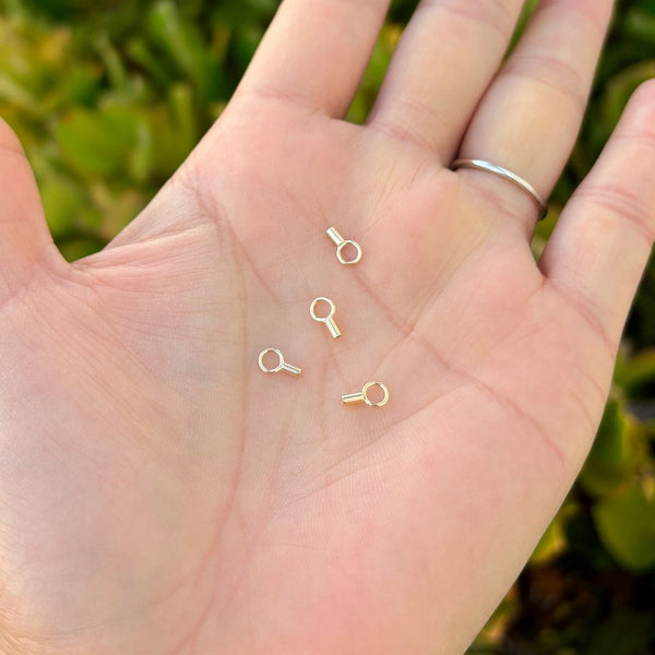 10pcs Real 1/20 14K Gold Filled Crimp Cord End Caps, Closed Ring, Hole ID 1mm, JK4-D1